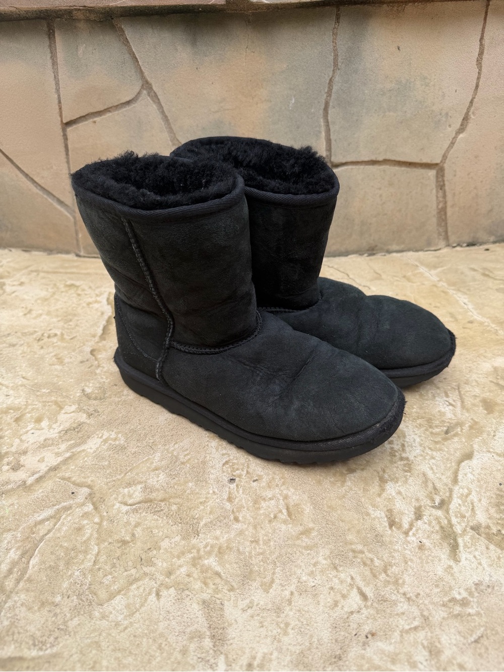 UGG Kids Classic Black Shearling Short Boots